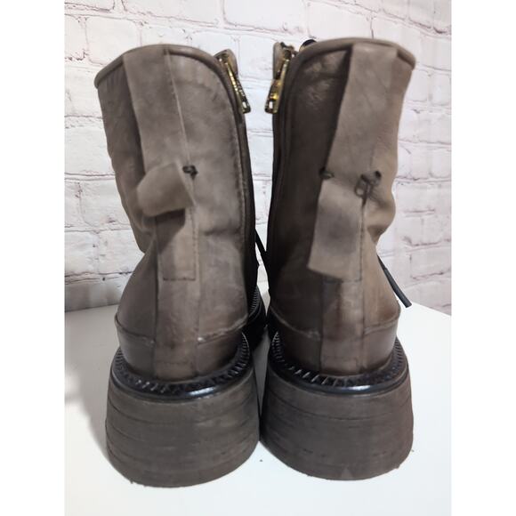 A.S. 98 Boots Lukie Brown Leather Shearling Lined Combat Ankle Boots Sz 40 AS 98 - Picture 5 of 16